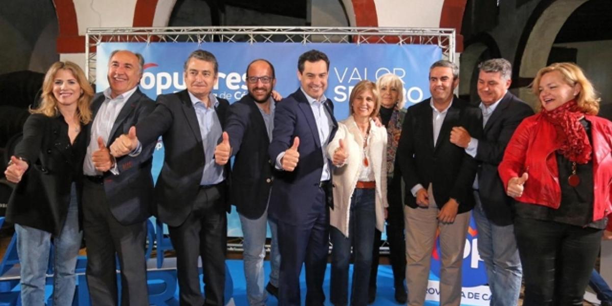 El presidente de la Junta de Andalucía durante el mitin de ayer.