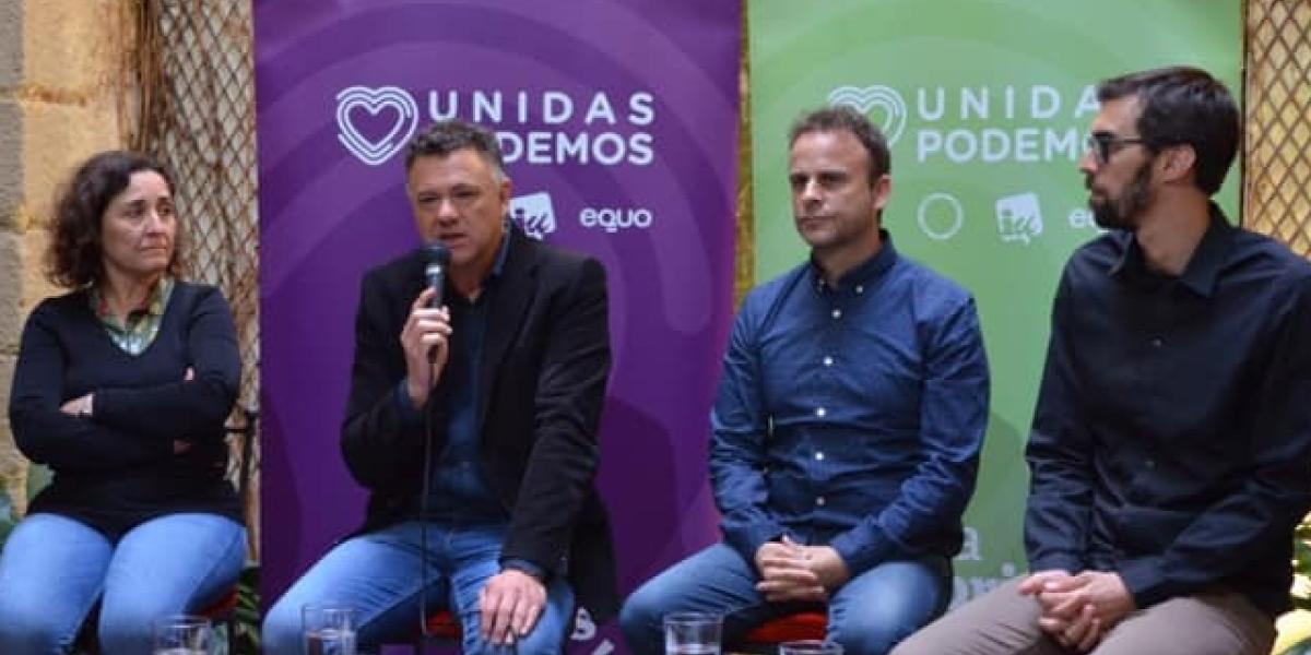 Un instante del acto electoral de Unidas Podemos.