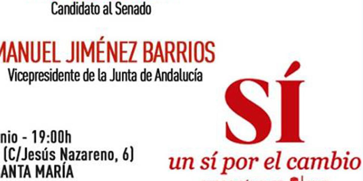Jiménez Barrios intervendrá en un acto público del PSOE